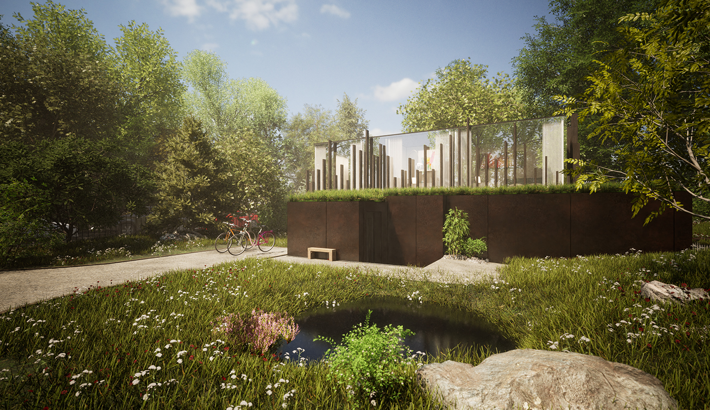 3D render showing the entrance