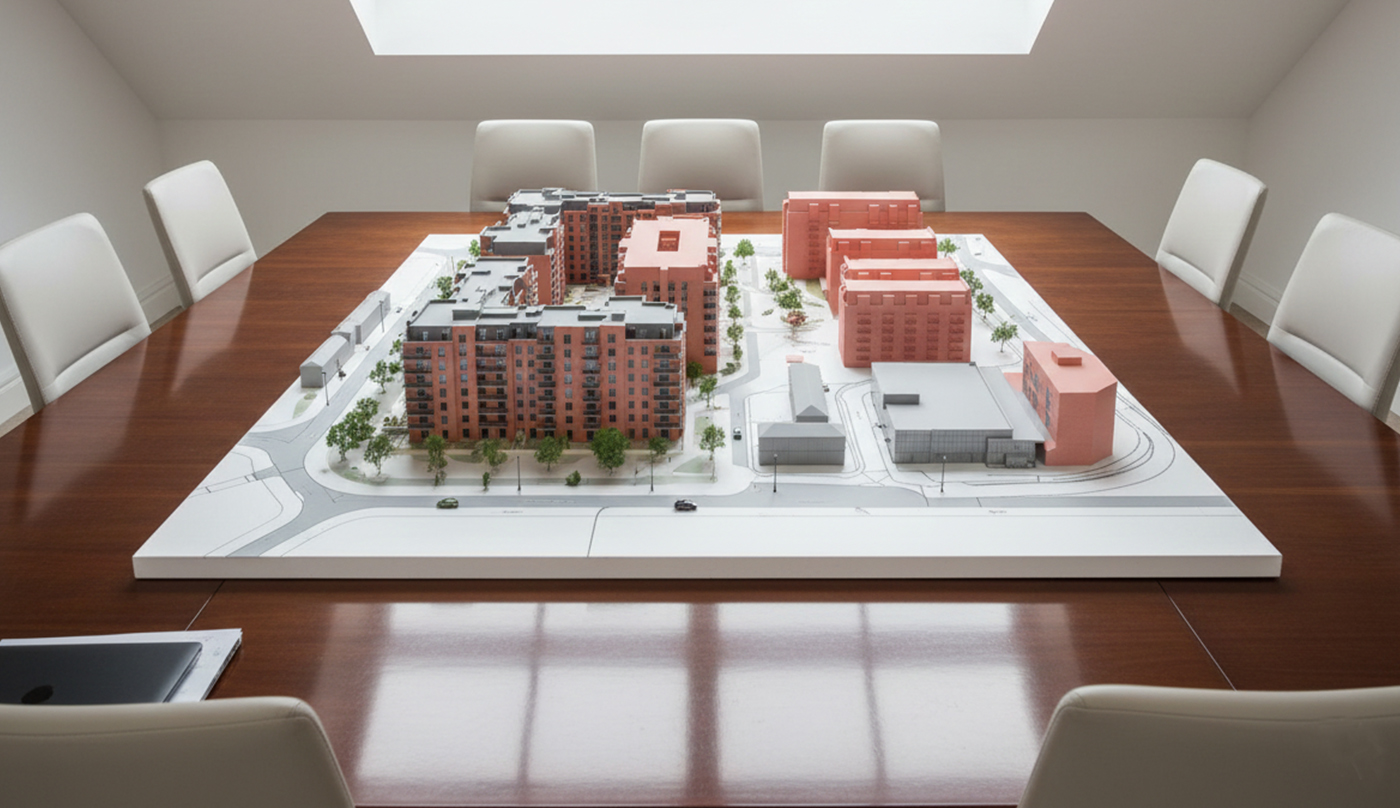 Board room with model on the table